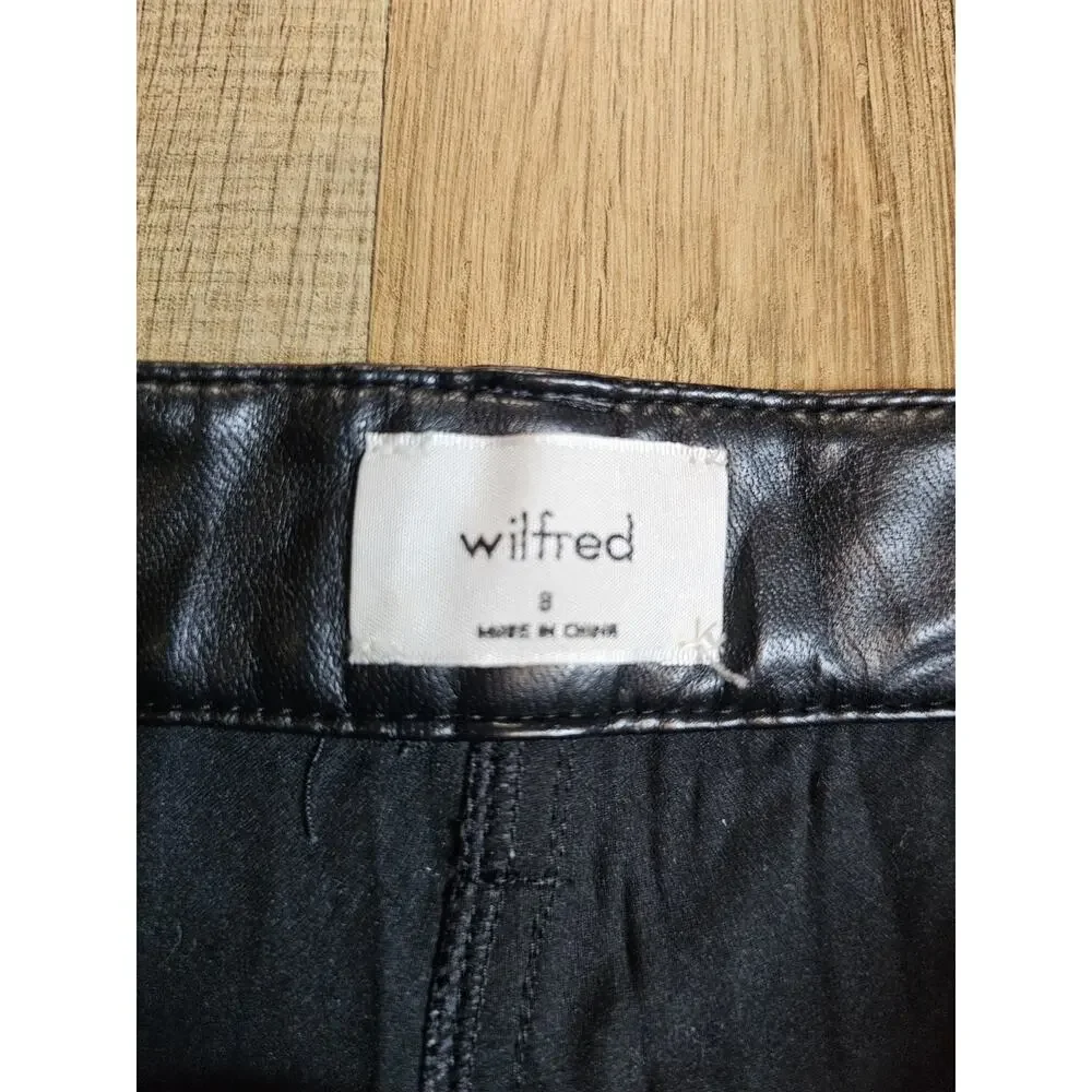 Aritzia Wilfred High-waisted Vegan Leather Pants Size 8 Cropped - Picture 4 of 9